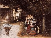 CRANACH, Lucas the Elder The Fountain of Youth (detail) dyj oil painting on canvas